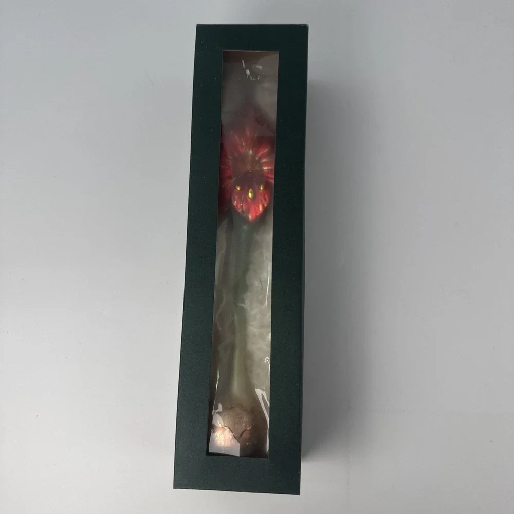 Smith Hawkins Red Amaryllis‎ Blown Glass Ornament W Germany w/Box - Large 12